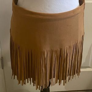 Camel Fringe Skirt